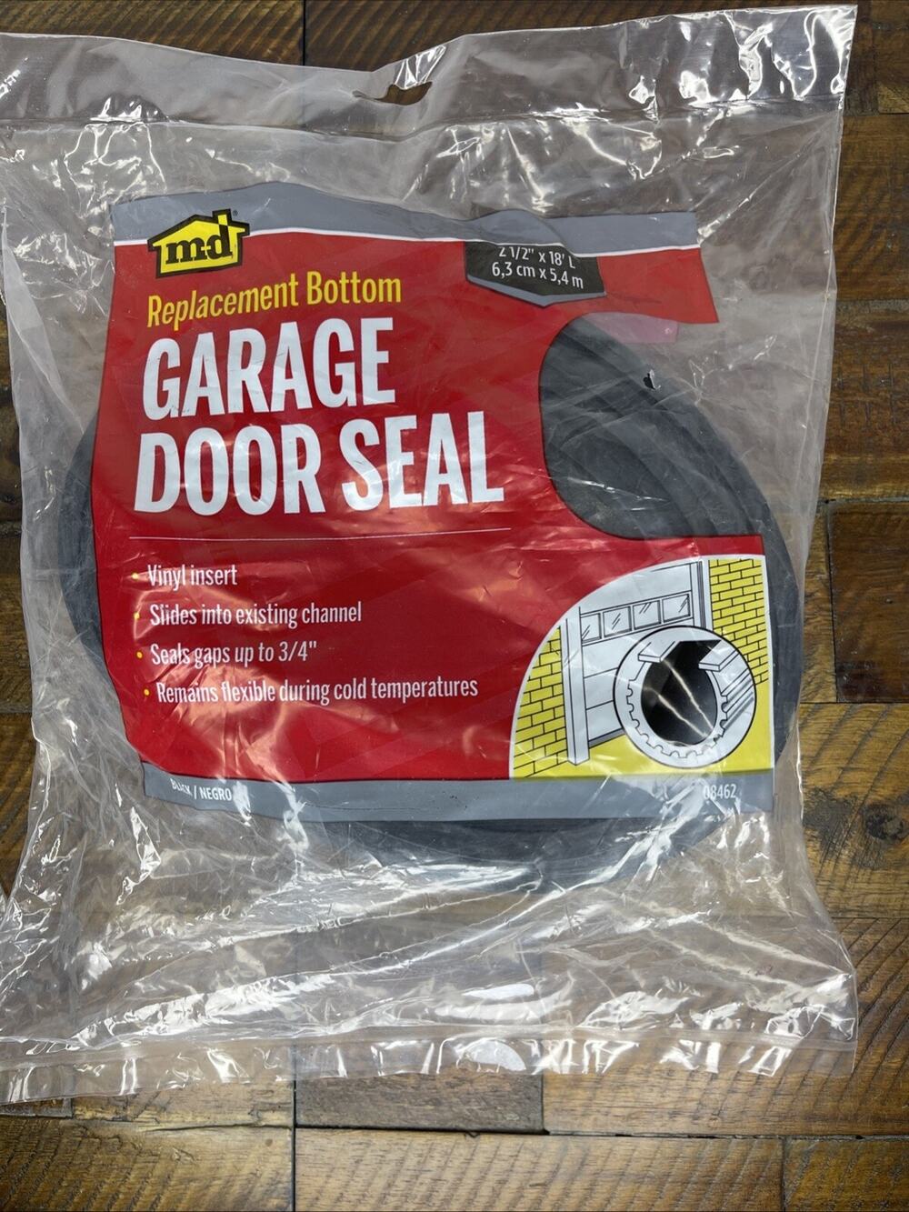 M-D Replacement Bottom Vinyl GARAGE DOOR SEAL 2.5" x 18’ Long 08462. *NEW*